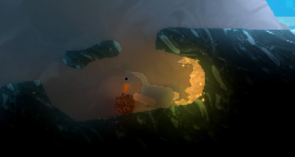 The creature curled up in a cave beside a fire